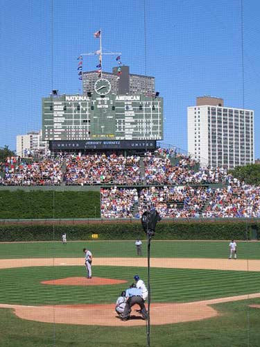 The main scoreboard at Wrigley Field.