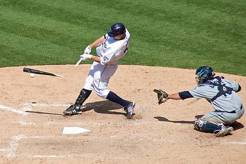 Russell Branyan broken bat.